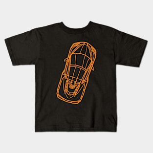 Amplify Orange C8 Corvette racecar Silhouette Outline Amplify Orange Supercar Sports car Racing car Kids T-Shirt